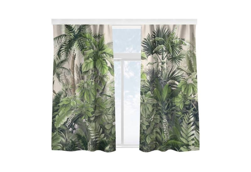 Bilderdepot24 Vorhang Gardine Natur Tropisch Modern Dschungelpflanzen Grün Türvorhang (2 St), Multifunktionsband, blickdicht, Samt, Schiebegardinen Küche Schlafzimmer Wohnzimmer Schiebevorhang von Bilderdepot24