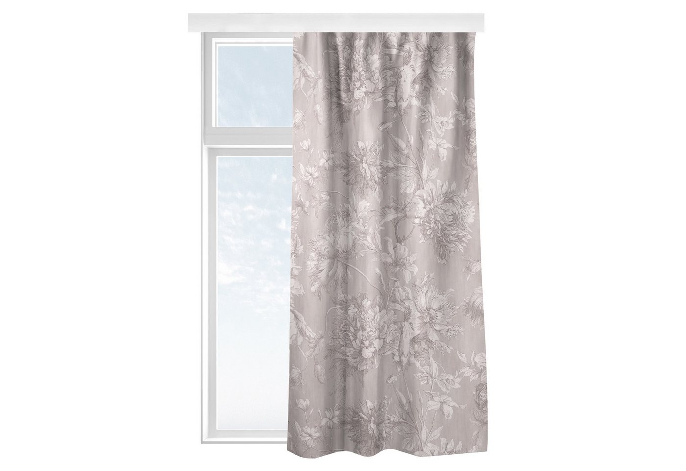 Bilderdepot24 Vorhang Gardine Natur Vintage Floraler Kupferstich Sandgrau Türvorhang, Multifunktionsband (1 St), blickdicht, Samt, Schiebegardinen Wohnzimmer Schiebevorhang von Bilderdepot24