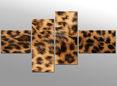 Bilderdepot24 Wandbild Sommer RABATT - Leopardenfell Braun 150x80cm 4 teilig - Leinwandbild - Bild als Leinwanddruck - Sale von Bilderdepot24