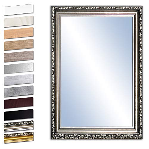 Bilderdepot24 Wandspiegel Spiegel Badspiegel Holzrahmen komplett mit Echtglas - Silber Antik - ca. 100x70 cm von Bilderdepot24