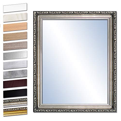 Bilderdepot24 Wandspiegel Spiegel Badspiegel Holzrahmen komplett mit Echtglas - Silber Antik - ca. 60x50 cm von Bilderdepot24