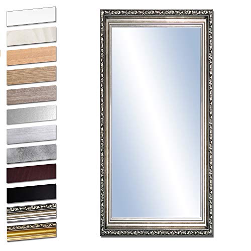 Bilderdepot24 Wandspiegel Spiegel Badspiegel Holzrahmen komplett mit Echtglas - Silber Antik - ca. 80x40 cm von Bilderdepot24