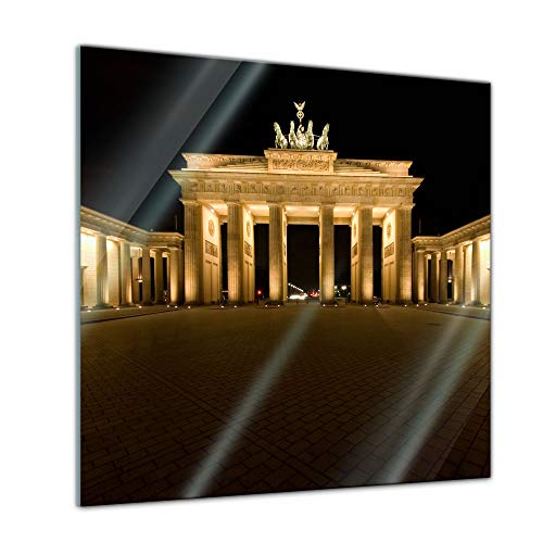 Glasbild - Brandenburger Tor - Berlin - 20 x 20 cm - Deko Glas - Wandbild aus Glas - Bild auf Glas - Moderne Glasbilder - Glasfoto - Echtglas - kein Acryl - Handmade von Bilderdepot24