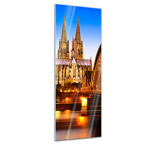 Glasbild - Kölner Dom - Deutschland - 40x120 cm - Deko Glas - Wandbild aus Glas - Bild auf Glas - Moderne Glasbilder - Glasfoto - Echtglas - kein Acryl - Handmade von Bilderdepot24