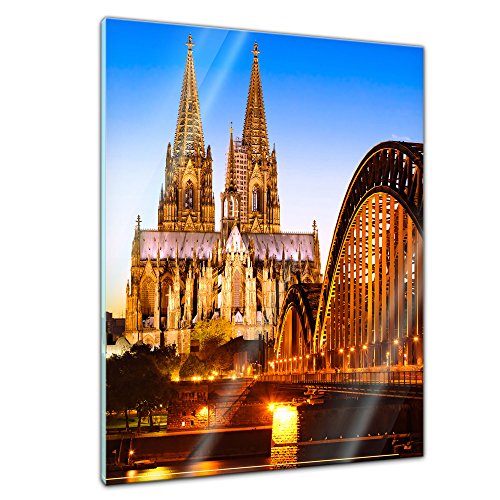 Glasbild - Kölner Dom - Deutschland - 60x80 cm - Deko Glas - Wandbild aus Glas - Bild auf Glas - Moderne Glasbilder - Glasfoto - Echtglas - kein Acryl - Handmade von Bilderdepot24