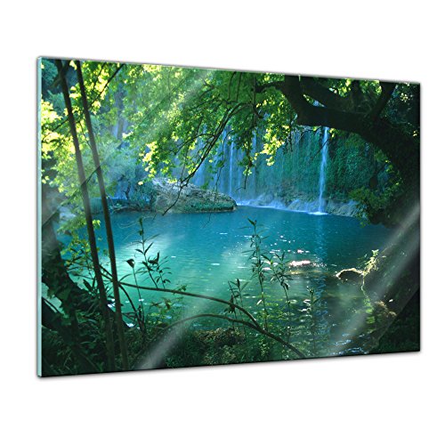 Glasbild - Kursunlu Wasserfälle - Türkei - 80 x 60 cm - Deko Glas - Wandbild aus Glas - Bild auf Glas - Moderne Glasbilder - Glasfoto - Echtglas - kein Acryl - Handmade von Bilderdepot24