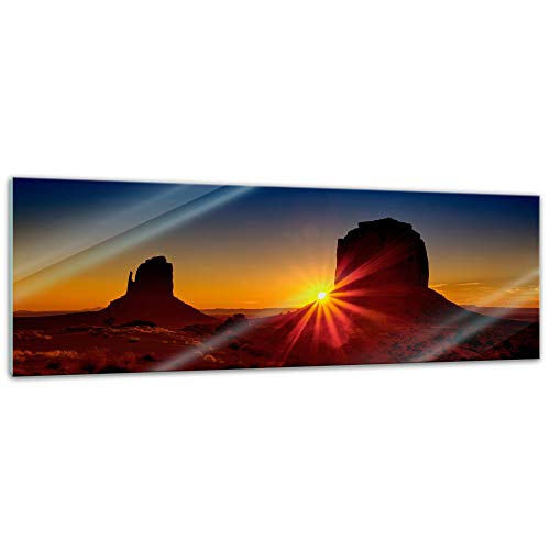 Glasbild - Panorama Sunrise - Panorama Sonnenaufgang - 90x30 cm - Deko Glas - Wandbild aus Glas - Bild auf Glas - Moderne Glasbilder - Glasfoto - Echtglas - kein Acryl - Handmade von Bilderdepot24