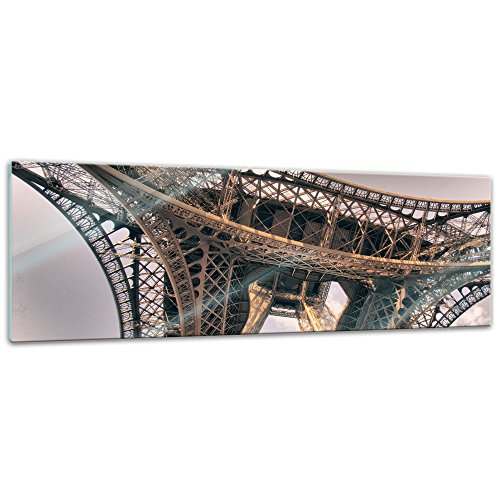 Glasbild - Pariser Eiffelturm - Frankreich - 120x40 cm - Deko Glas - Wandbild aus Glas - Bild auf Glas - Moderne Glasbilder - Glasfoto - Echtglas - kein Acryl - Handmade von Bilderdepot24