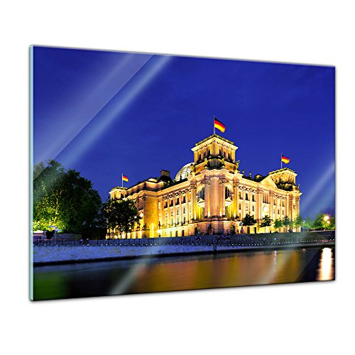 Glasbild - Reichstag - Berlin - 80 x 60 cm - Deko Glas - Wandbild aus Glas - Bild auf Glas - Moderne Glasbilder - Glasfoto - Echtglas - kein Acryl - Handmade von Bilderdepot24