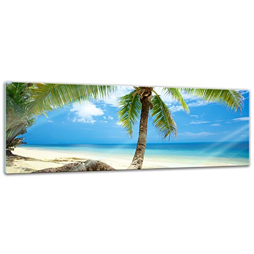 Glasbild - Strand im Paradies - 120 x 40 cm - Deko Glas - Wandbild aus Glas - Bild auf Glas - Moderne Glasbilder - Glasfoto - Echtglas - kein Acryl - Handmade von Bilderdepot24