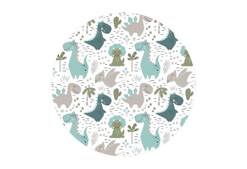 Bilderdepot24 Teppich Vinyl Kinderzimmer Mädchen Jungen Dino funktional, rund - blau glatt, nass wischbar (Saft, Tierhaare) - Saugroboter & Bodenheizung geeignet von Bilderdepot24