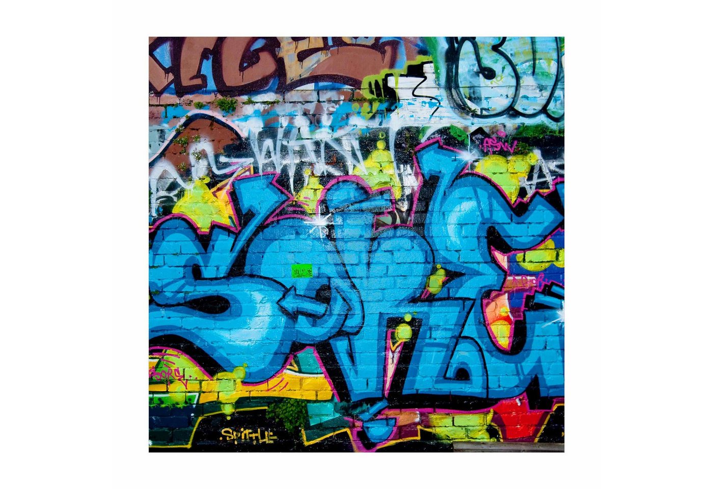 Bilderdepot24 Teppich Vinyl Kinderzimmer Muster Graffiti Mädchen Jungen, quadratisch - blau glatt, nass wischbar (Saft, Tierhaare) - Saugroboter & Bodenheizung geeignet von Bilderdepot24