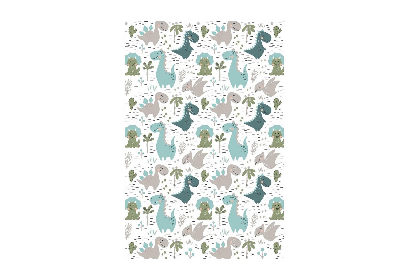Bilderdepot24 Teppich Vinyl Kinderzimmer Tiere Dino Mädchen Jungen funktional, rechteckig - blau glatt, nass wischbar (Saft, Tierhaare) - Saugroboter & Bodenheizung geeignet von Bilderdepot24