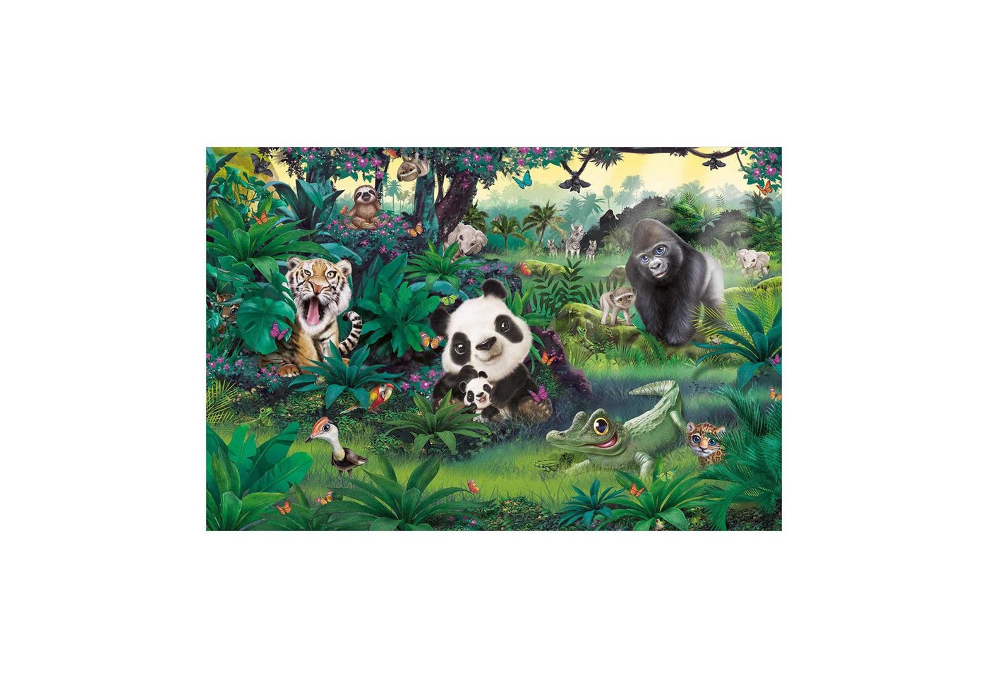 Bilderdepot24 Teppich Vinyl Kinderzimmer Tiere Dschungel Mädchen Jungen, rechteckig - bunt glatt, nass wischbar (Saft, Tierhaare) - Saugroboter & Bodenheizung geeignet von Bilderdepot24