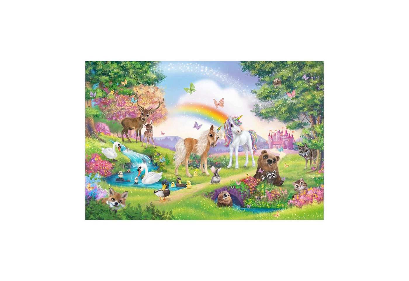 Bilderdepot24 Teppich Vinyl Kinderzimmer Tiere Einhorn Mädchen Jungen, rechteckig - bunt glatt, nass wischbar (Saft, Tierhaare) - Saugroboter & Bodenheizung geeignet von Bilderdepot24