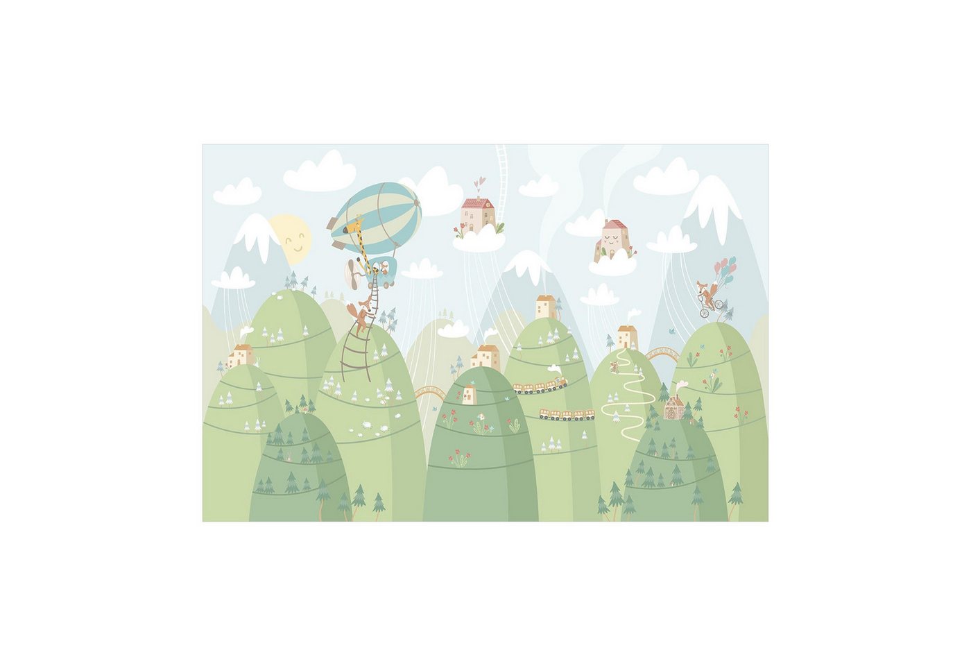Bilderdepot24 Teppich Vinyl Waldtiere Kinderzimmer Mädchen Jungen funktional, rechteckig - grün glatt, nass wischbar (Saft, Tierhaare) - Saugroboter & Bodenheizung geeignet von Bilderdepot24