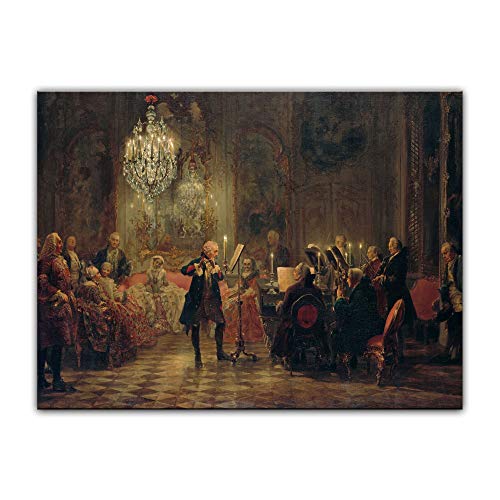 Kunstdruck Poster - Adolph von Menzel Flötenkonzert Friedrichs des Großen in Sanssouci 80x60 cm ca. A1 - Alte Meister Bild ohne Rahmen von Bilderdepot24