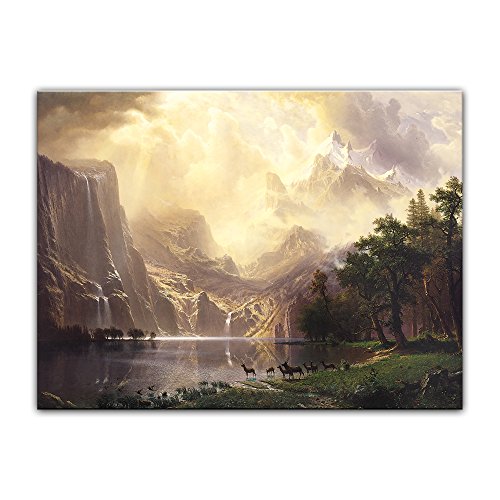 Kunstdruck Poster - Albert Bierstadt Among the Sierra Nevada Mountains 40x30 cm ca. A3 - Alte Meister Bild ohne Rahmen von Bilderdepot24