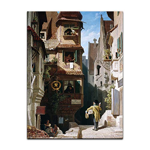 Kunstdruck Poster - Carl Spitzweg Der Briefbote im Rosenthal 30x40 cm ca. A3 - Alte Meister Bild ohne Rahmen von Bilderdepot24