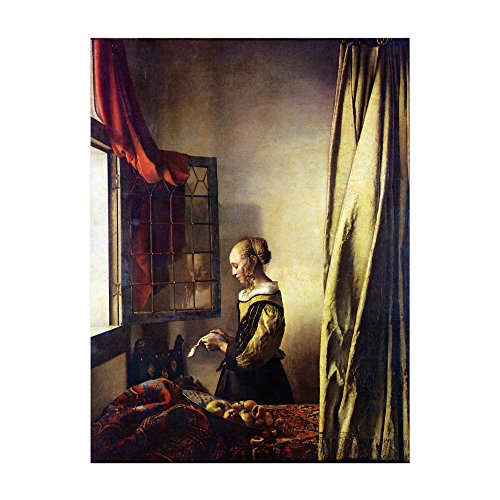 Kunstdruck Poster - Jan Vermeer Briefleserin am offenen Fenster 60x80 cm ca. A1 - Alte Meister Bild ohne Rahmen von Bilderdepot24