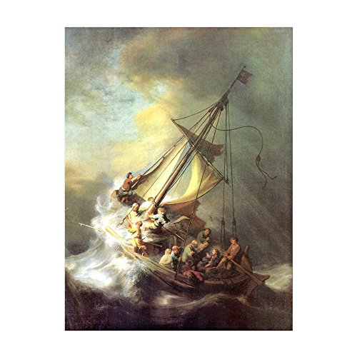 Kunstdruck Poster - Rembrandt Christus im Sturm auf dem See von Galilea 40x60 cm ca. A2 - Alte Meister Bild ohne Rahmen von Bilderdepot24