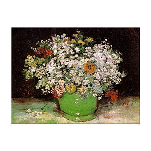 Kunstdruck Poster - Vincent van Gogh Vase mit Zinnias und anderen Blumen 60x40 cm ca. A2 - Alte Meister Bild ohne Rahmen von Bilderdepot24