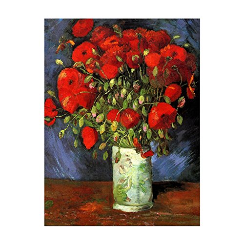 Kunstdruck Poster - Vincent van Gogh Vase mit roten Mohnblumen 40x60 cm ca. A2 - Alte Meister Bild ohne Rahmen von Bilderdepot24