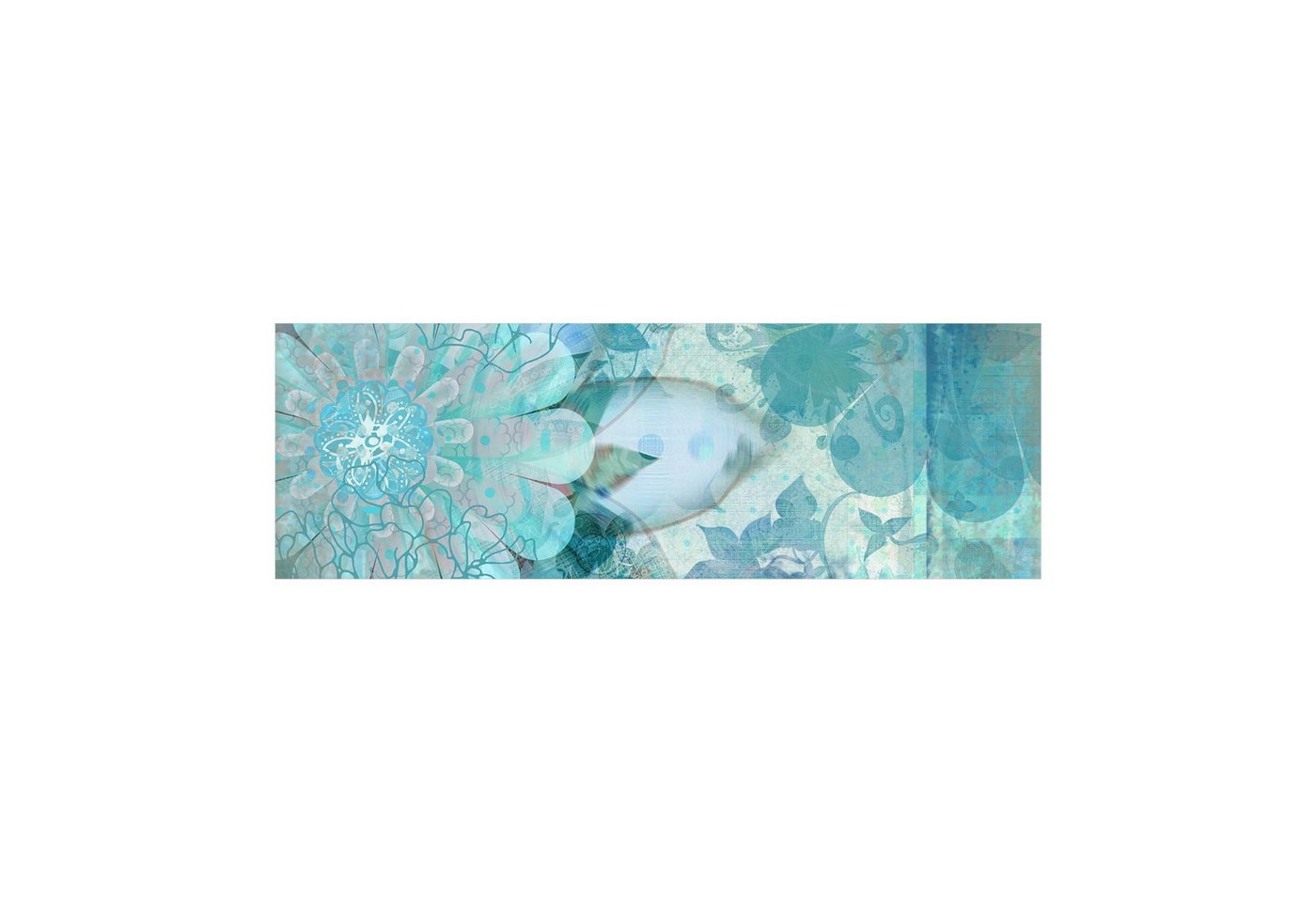 Bilderdepot24 Teppich Teppich Vinyl Flur Küche Blumen funktional lang modern, Läufer - blau glatt, nass wischbar (Schmutz, Tierhaare) Saugroboter & Bodenheizung geeignet von Bilderdepot24