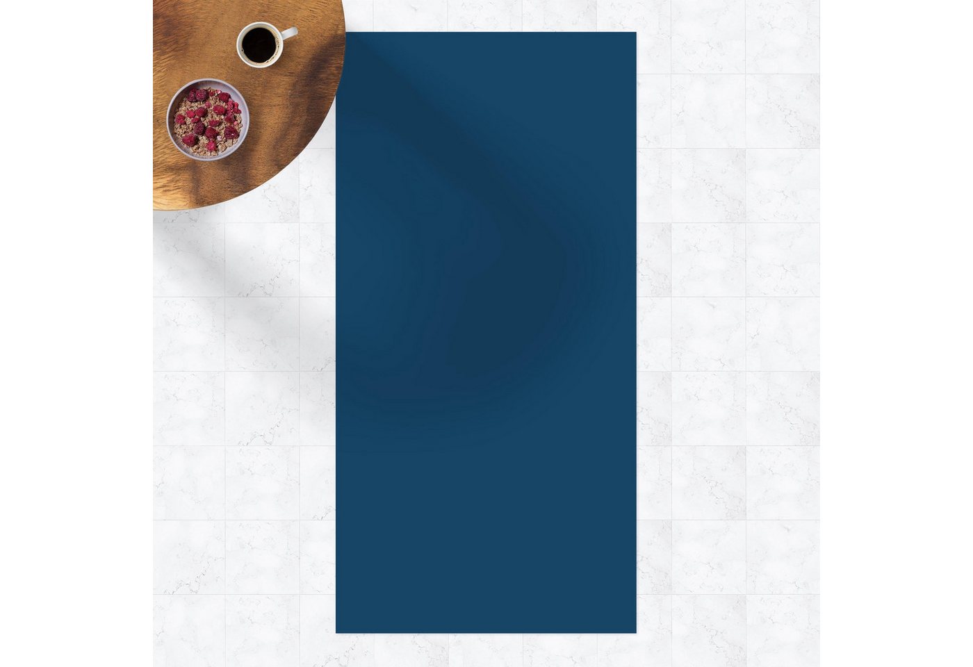 Läufer Teppich Vinyl Flur Küche Einfarbig funktional lang modern, Bilderdepot24, Läufer - blau glatt von Bilderdepot24