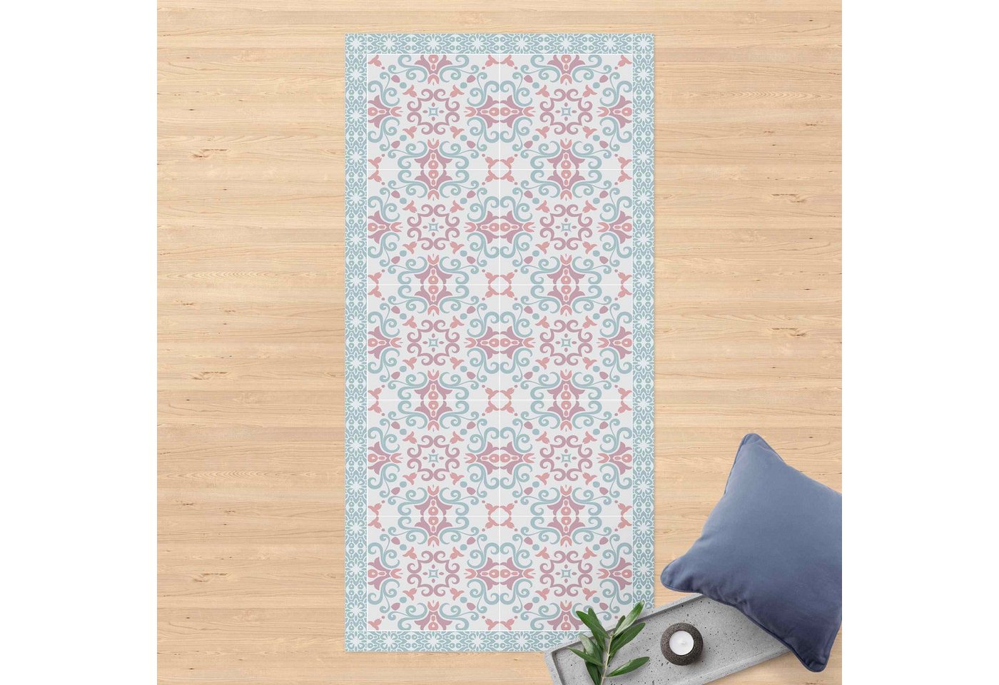 Bilderdepot24 Teppich Teppich Vinyl Flur Küche Fliesen Muster funktional lang modern, Läufer - grau glatt, nass wischbar (Schmutz, Tierhaare) Saugroboter & Bodenheizung geeignet von Bilderdepot24