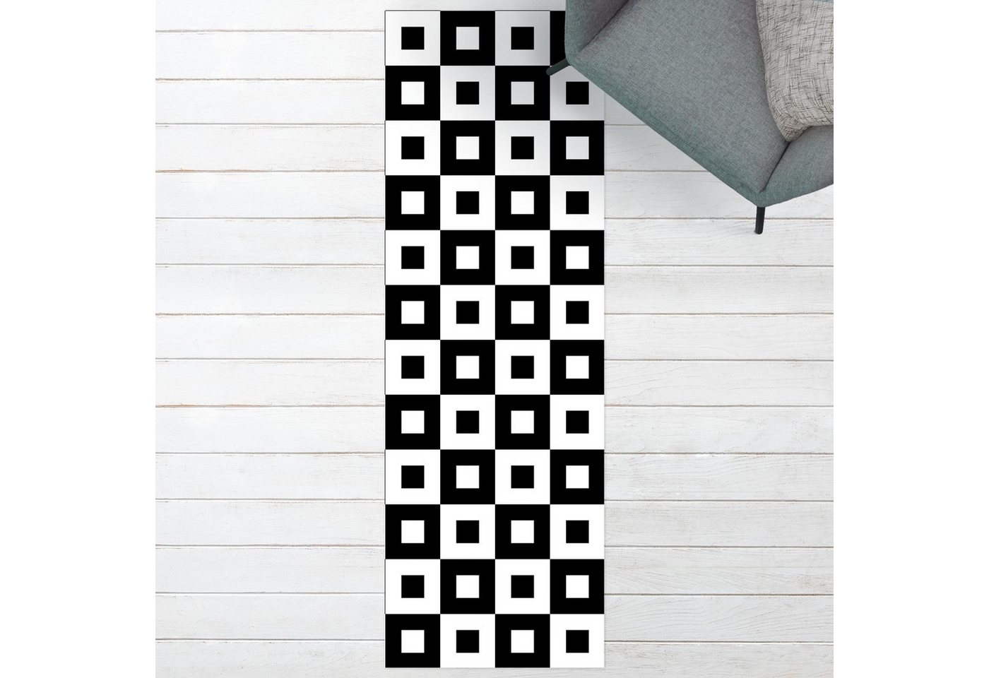 Bilderdepot24 Läufer Teppich Vinyl Flur Küche Muster funktional lang modern, Läufer - schwarz weiß glatt Bilderdepot24 Läufer Teppich Vinyl Flur Küche Muster funktional lang modern, Läufer - schwarz weiß glatt von Bilderdepot24