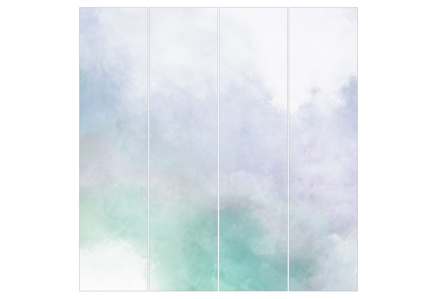 Bilderdepot24 Schiebegardine Flächenvorhang blickdicht Aquarell Blau Grün, (4 St), halbtransparent, Wohnzimmer große Flächengardine lichtdurchlässig als Klemm-System von Bilderdepot24