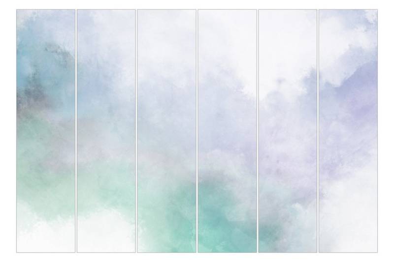 Bilderdepot24 Schiebegardine Flächenvorhang blickdicht Aquarell Blau Grün, (6 St), halbtransparent, Wohnzimmer große Flächengardine lichtdurchlässig für Klemm-System von Bilderdepot24