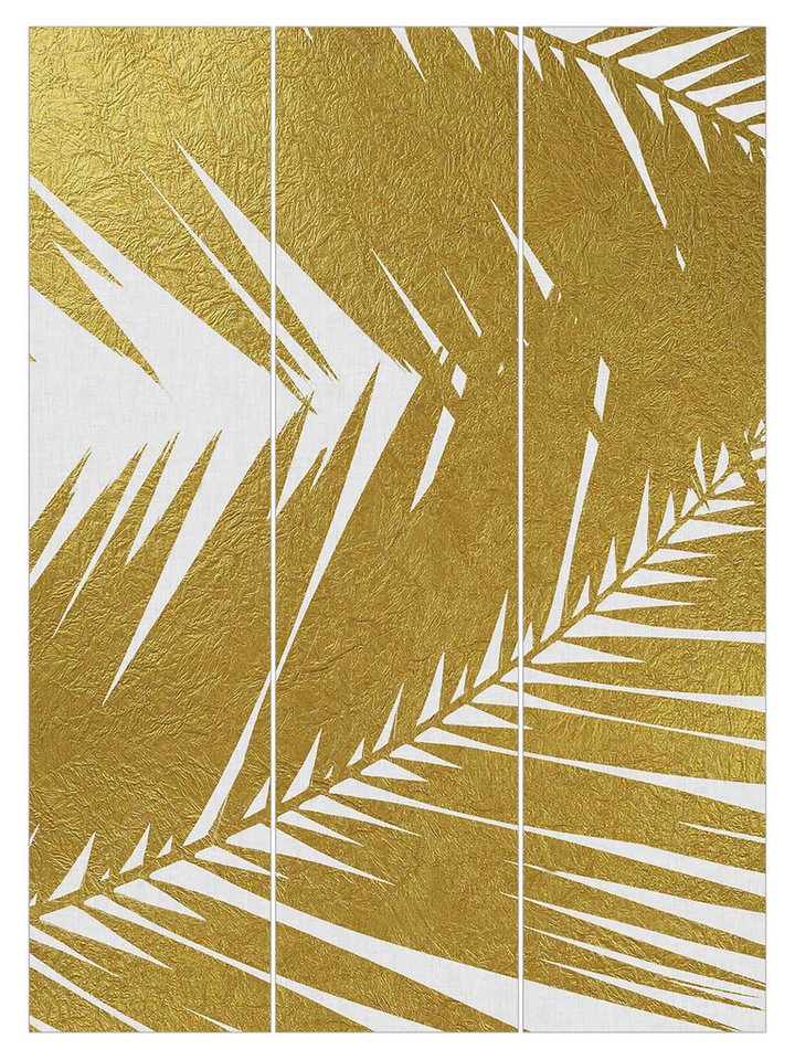 Bilderdepot24 Schiebegardine Flächenvorhang blickdicht Blick durch Palmenblätter, (3 St), halbtransparent, Wohnzimmer große Flächengardine lichtdurchlässig als Klemm-System von Bilderdepot24