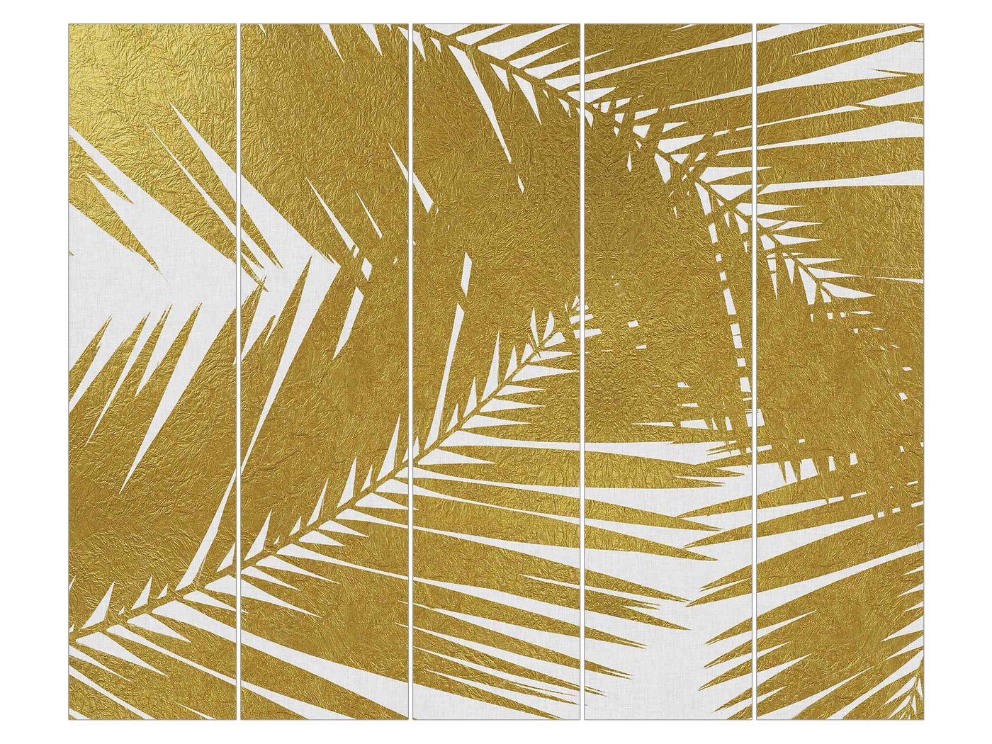 Bilderdepot24 Schiebegardine Flächenvorhang blickdicht Blick durch Palmenblätter, (5 St), halbtransparent, Wohnzimmer große Flächengardine lichtdurchlässig für Klemm-System von Bilderdepot24