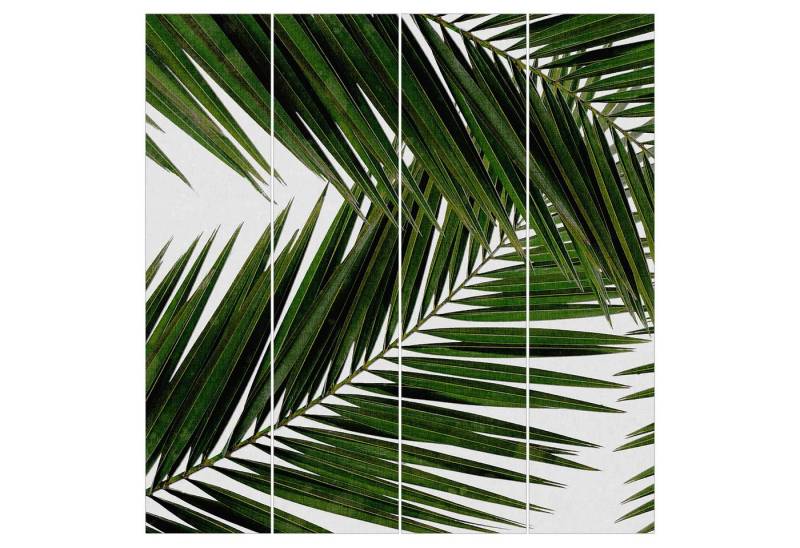 Bilderdepot24 Schiebegardine Flächenvorhang blickdicht Blick grüne Palmenblätter, (4 St), halbtransparent, Wohnzimmer große Flächengardine lichtdurchlässig für Klemm-System von Bilderdepot24