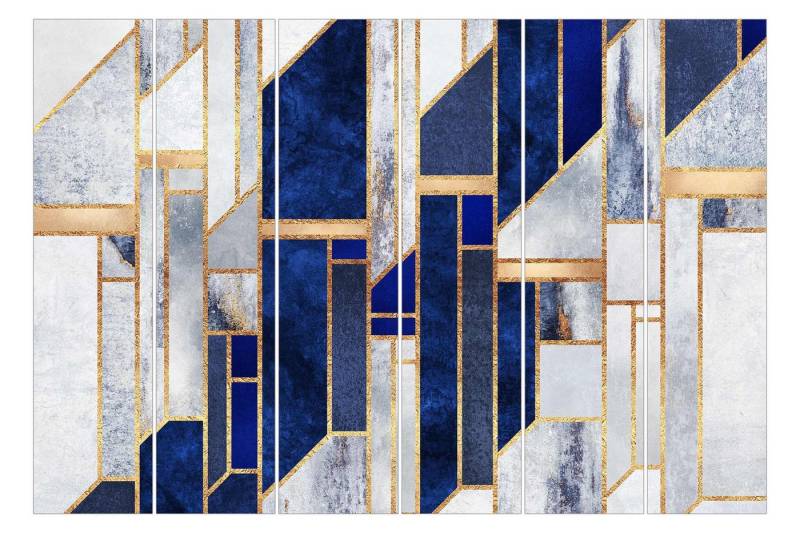 Bilderdepot24 Schiebegardine Flächenvorhang blickdicht Geometrische Formen Gold, (6 St), halbtransparent, Wohnzimmer große Flächengardine lichtdurchlässig für Klemm-System von Bilderdepot24