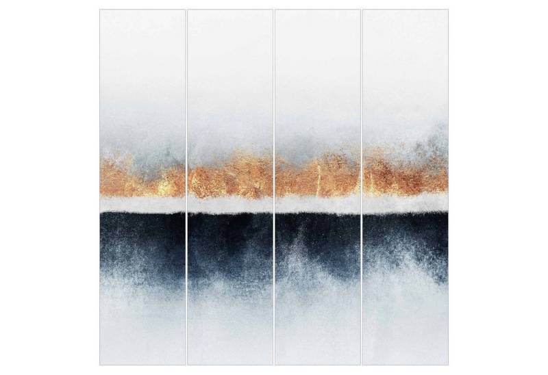 Bilderdepot24 Schiebegardine Flächenvorhang blickdicht Goldener Horizont Aquarell, (4 St), halbtransparent, Wohnzimmer große Flächengardine lichtdurchlässig als Klemm-System von Bilderdepot24