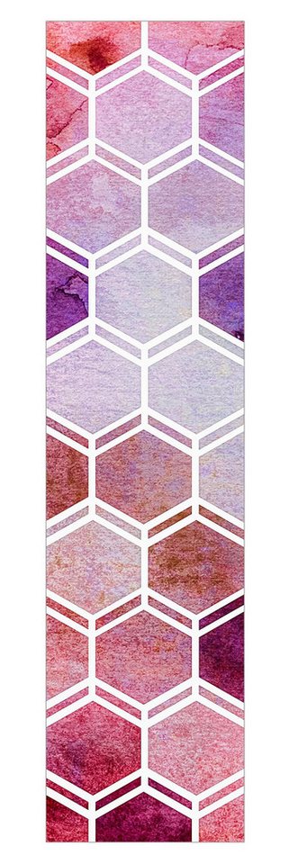 Bilderdepot24 Schiebegardine Flächenvorhang blickdicht Hexagonträume Aquarell Beere, (1 St), halbtransparent, Wohnzimmer große Flächengardine lichtdurchlässig als Klemm-System von Bilderdepot24