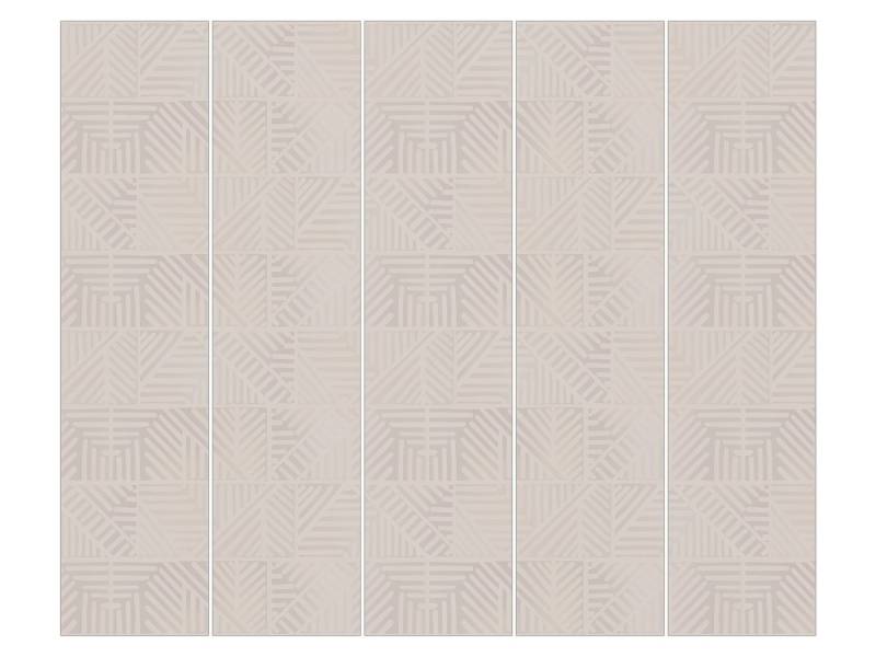Bilderdepot24 Schiebegardine Flächenvorhang blickdicht Linienmuster Stempel Taupe, (5 St), halbtransparent, Wohnzimmer große Flächengardine lichtdurchlässig als Klemm-System von Bilderdepot24