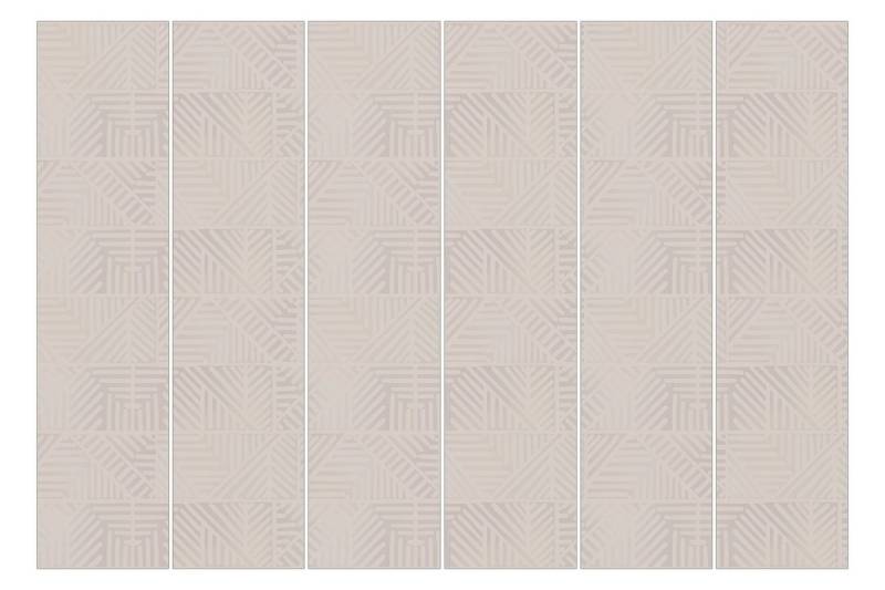 Bilderdepot24 Schiebegardine Flächenvorhang blickdicht Linienmuster Stempel Taupe, (6 St), halbtransparent, Wohnzimmer große Flächengardine lichtdurchlässig als Klemm-System von Bilderdepot24