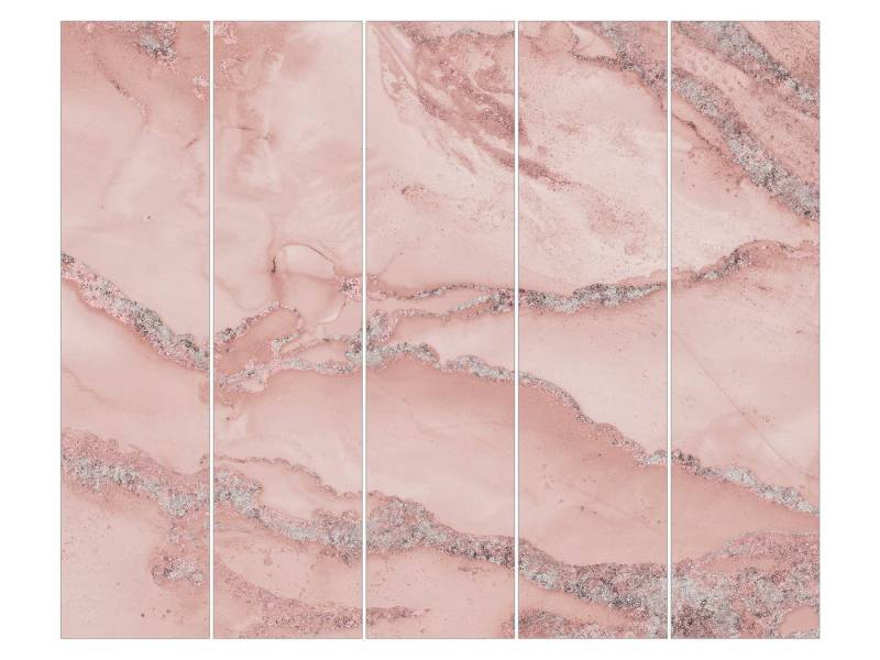 Bilderdepot24 Schiebegardine Flächenvorhang blickdicht Marmor Rose Glitzer, (5 St), halbtransparent, Wohnzimmer große Flächengardine lichtdurchlässig für Klemm-System von Bilderdepot24