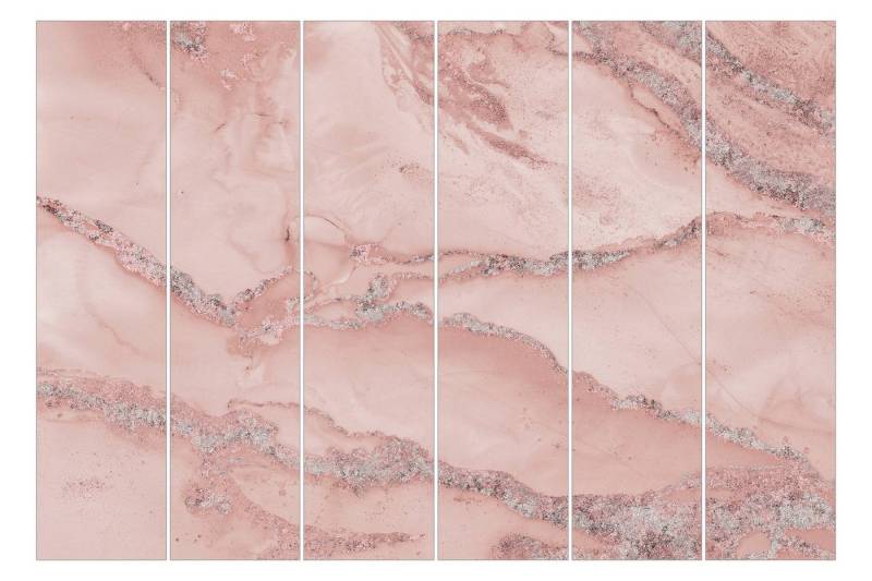 Bilderdepot24 Schiebegardine Flächenvorhang blickdicht Marmor Rose Glitzer, (6 St), halbtransparent, Wohnzimmer große Flächengardine lichtdurchlässig für Klemm-System von Bilderdepot24