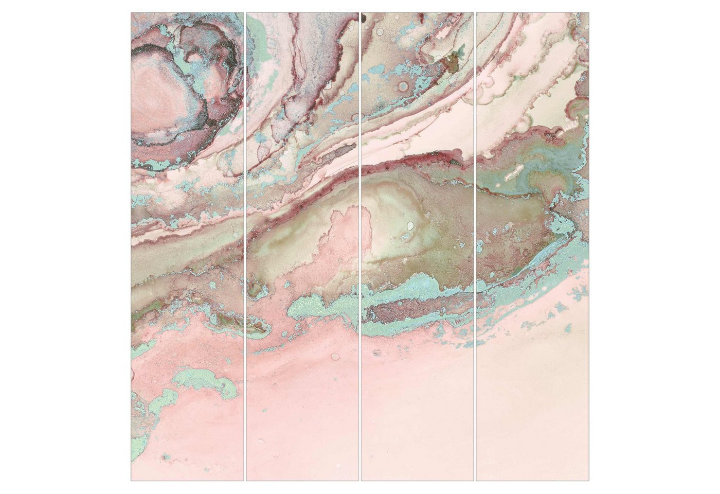 Bilderdepot24 Schiebegardine Flächenvorhang blickdicht Marmor Rose Türkis, (4 St), halbtransparent, Wohnzimmer große Flächengardine lichtdurchlässig für Klemm-System von Bilderdepot24