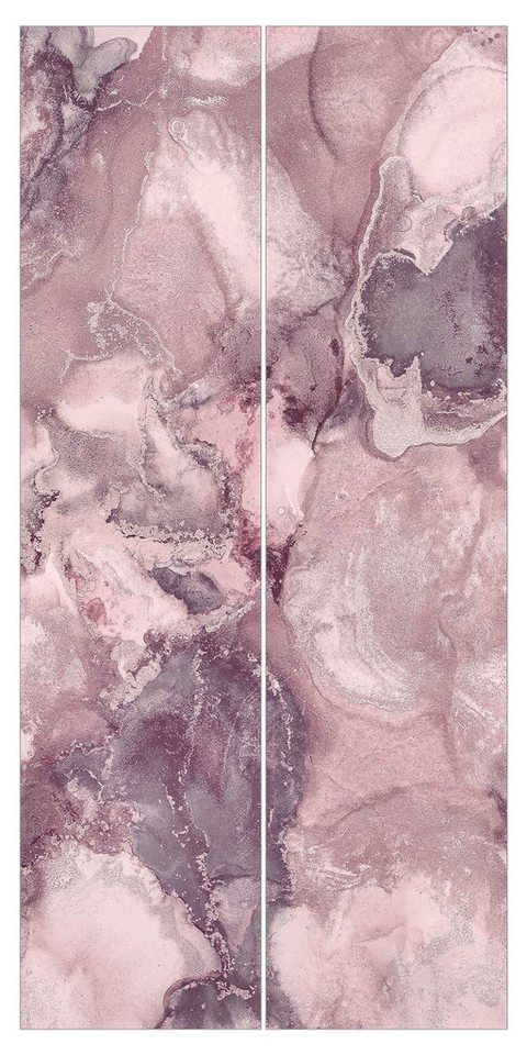 Bilderdepot24 Schiebegardine Flächenvorhang blickdicht Marmor Violett, (2 St), halbtransparent, Wohnzimmer große Flächengardine lichtdurchlässig für Klemm-System von Bilderdepot24