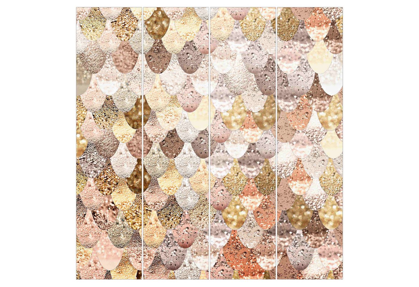 Bilderdepot24 Schiebegardine Flächenvorhang blickdicht Meerjungfrauen Magie Gold, (4 St), halbtransparent, Wohnzimmer große Flächengardine lichtdurchlässig als Klemm-System von Bilderdepot24