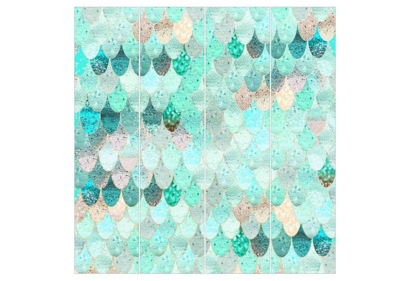 Bilderdepot24 Schiebegardine Flächenvorhang blickdicht Meerjungfrauen Magie Mint, (4 St), halbtransparent, Wohnzimmer große Flächengardine lichtdurchlässig als Klemm-System von Bilderdepot24