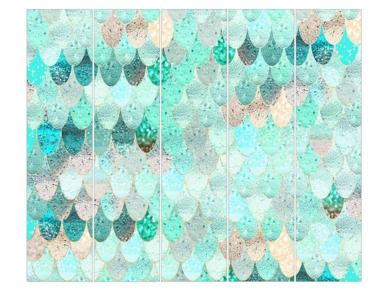 Bilderdepot24 Schiebegardine Flächenvorhang blickdicht Meerjungfrauen Magie Mint, (5 St), halbtransparent, Wohnzimmer große Flächengardine lichtdurchlässig für Klemm-System von Bilderdepot24