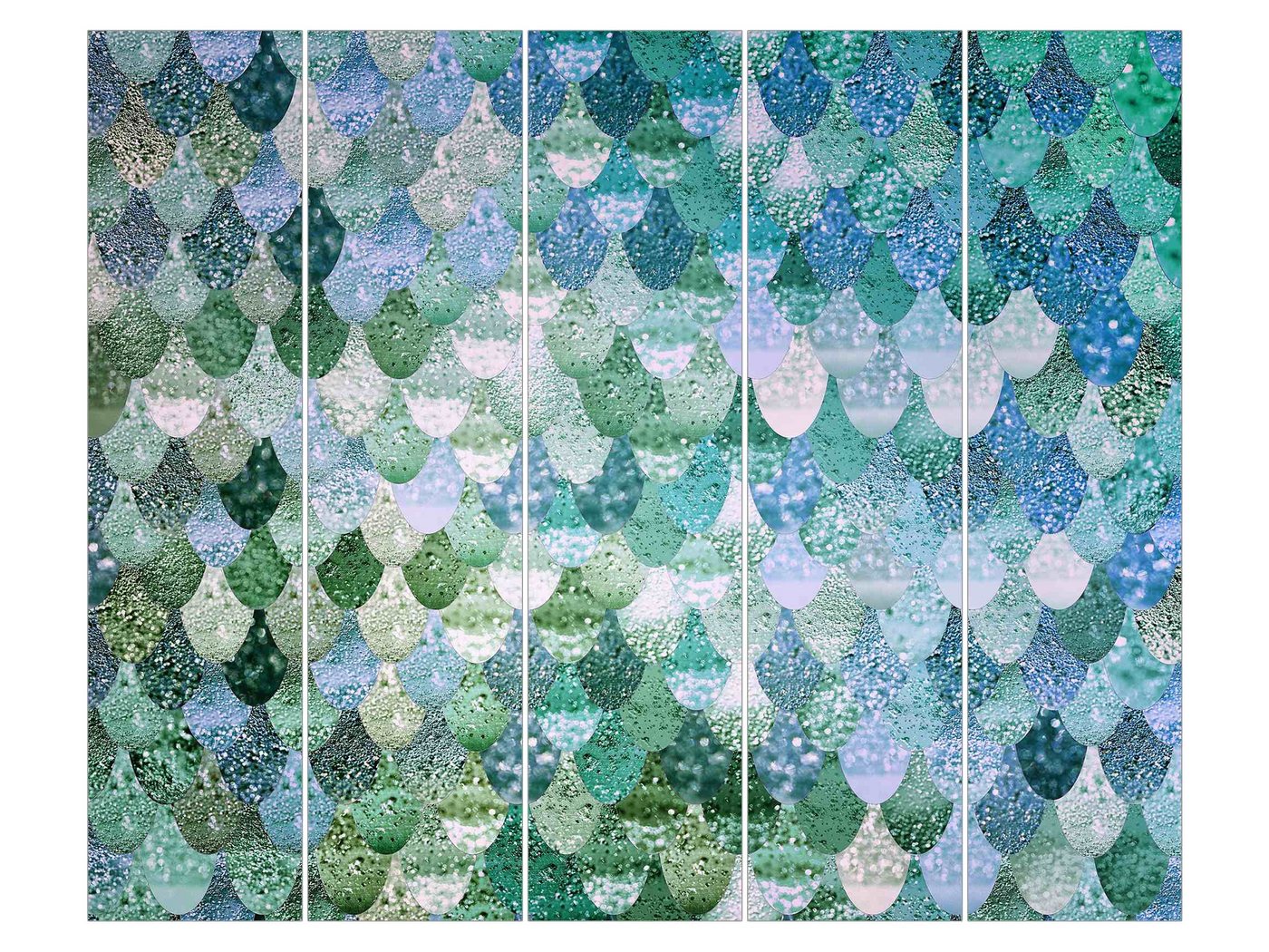 Bilderdepot24 Schiebegardine Flächenvorhang blickdicht Meerjungfrauen Magie Türkis, (5 St), halbtransparent, Wohnzimmer große Flächengardine lichtdurchlässig als Klemm-System von Bilderdepot24