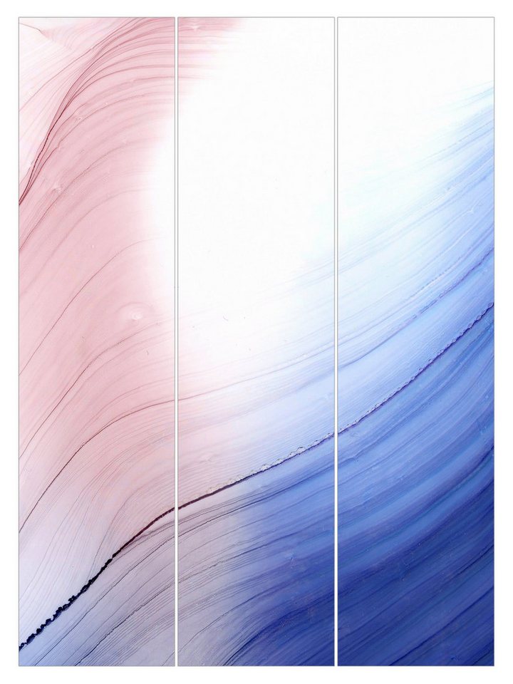 Bilderdepot24 Schiebegardine Flächenvorhang blickdicht Melierter Farbtanz Blau Rosa, (3 St), halbtransparent, Wohnzimmer große Flächengardine lichtdurchlässig für Klemm-System von Bilderdepot24